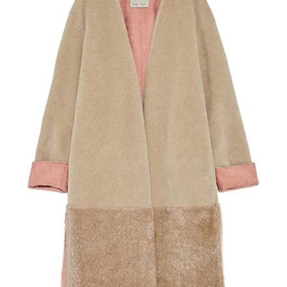 NEW ZARA COAT WITH DOUBLE-SIDED EFFECT FAUX SHERPA - Picture 2 of 5